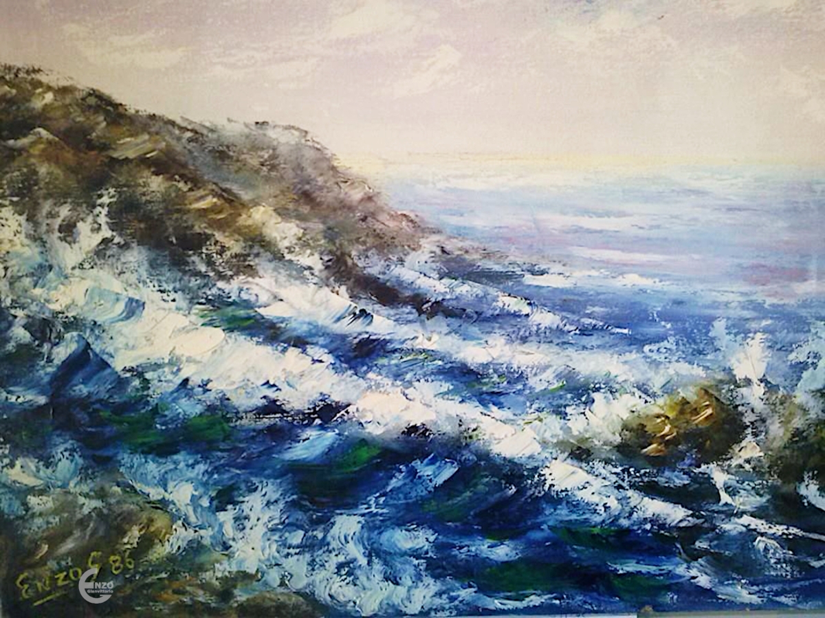 Las Rocas seascape / Oil painting on linen canvas